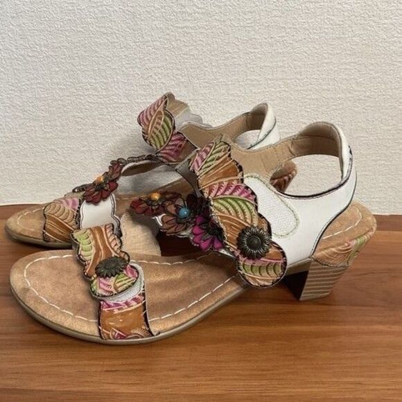 L'Artiste By Spring Step Samore Leather Heeled Sandal Women Size 40/US9-9.5 - Picture 1 of 14